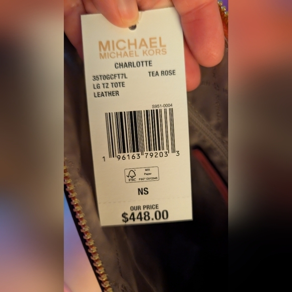 Michael Kors Charlotte Large Top Zip Shoulder Tote Bag Tea Rose (NWT) - Picture 7 of 9